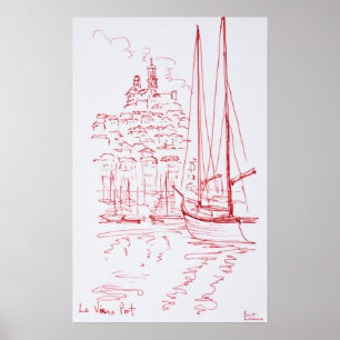 Affiches View Notre-Dame de la Garde   Old Port, Marseille