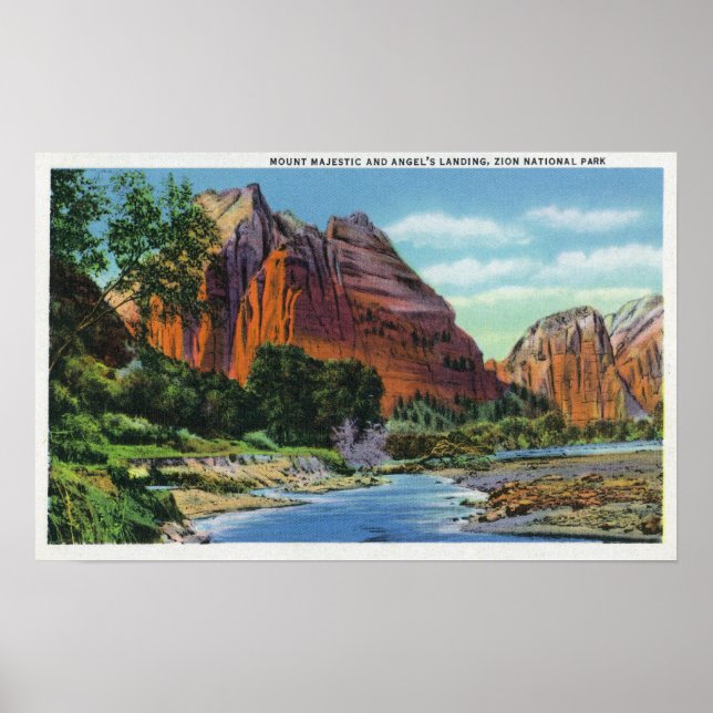 Affiches View of Mount Majestic and Angel's Landing (Devant)