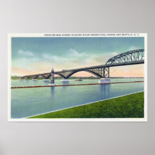 Affiches View of the Peace Bridge over Niagara River