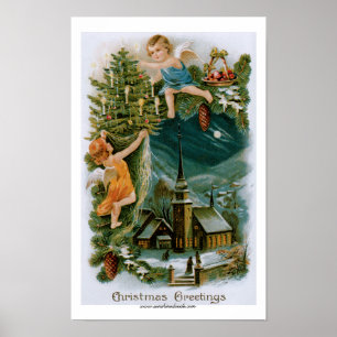 Affiches Village de Noël avec des anges