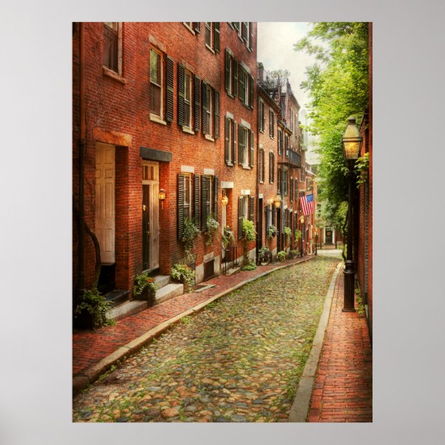 Affiches Ville - Boston MA - Acorn Street (Devant)