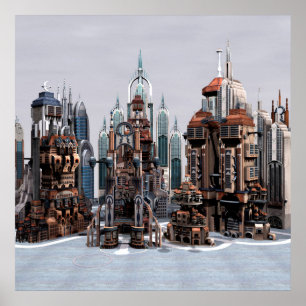 Affiches Ville de fantasy futuriste Art de la skyline de sc