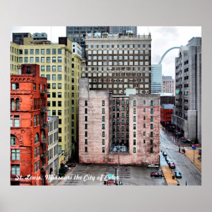 Affiches Ville de paysage urbain de St Louis de couleur par