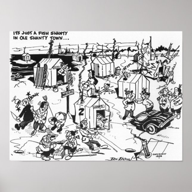 Affiches Ville de pêche à la glace. (Devant)