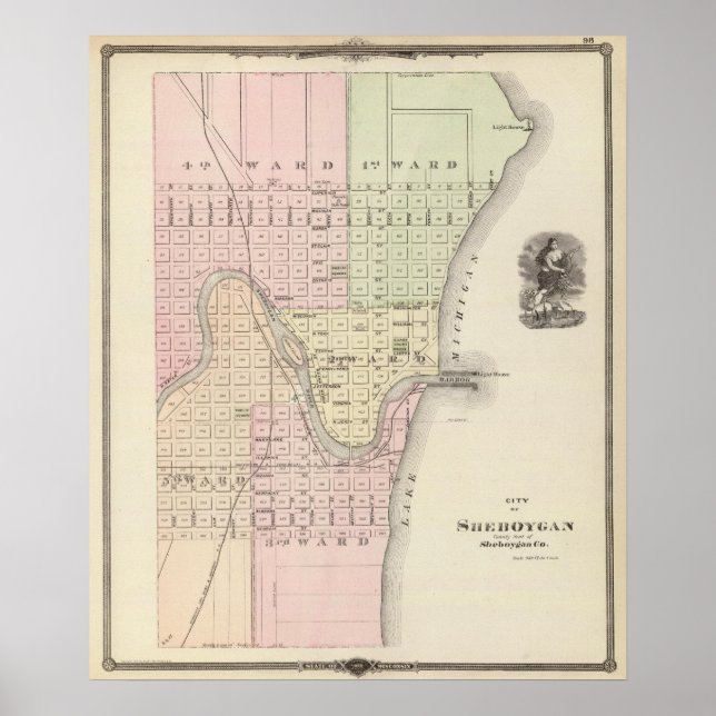 Affiches Ville de Sheboygan, siège du comté de Sheboygan Co (Devant)