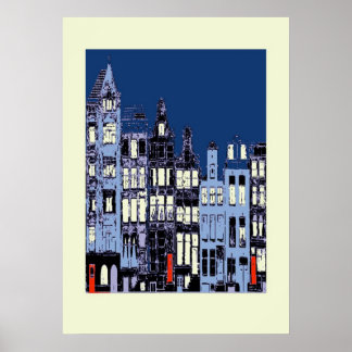 Affiches Ville Néerlandaise La Nuit