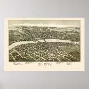 Affiches Ville pétrolière, PA Carte panoramique - 1896
