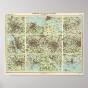Affiches Villes d'Angleterre et d'Écosse à l'échelle unifor