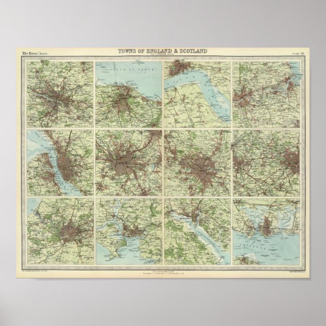 Affiches Villes d'Angleterre et d'Écosse à l'échelle unifor (Devant)
