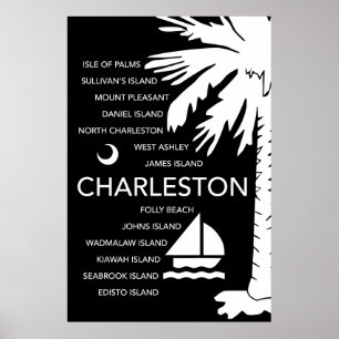 Affiches Villes de Sc de Charleston - noir
