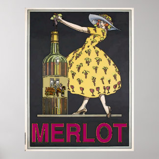 Affiches Vin de merlot vintage