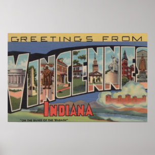 Affiches Vincennes, Indiana - Scènes de grandes lettres