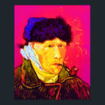 Affiches Vincent Van Gogh - Autoportrait au bandage Pop Art<br><div class="desc">Huile sur toile de 1889, ce portrait montrant l'oreille bandée et les yeux profondément tristes de Van Gogh, a été peint un mois après sa dépression en décembre 1888 quand il s'est coupé le lobe de l'oreille avec un rasoir après une dispute avec son colocataire, Paul Gauguin.</div>