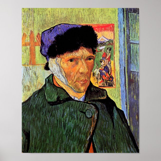 Affiches Vincent Van Gogh - Autoportrait avec l'oreille ban (Devant)