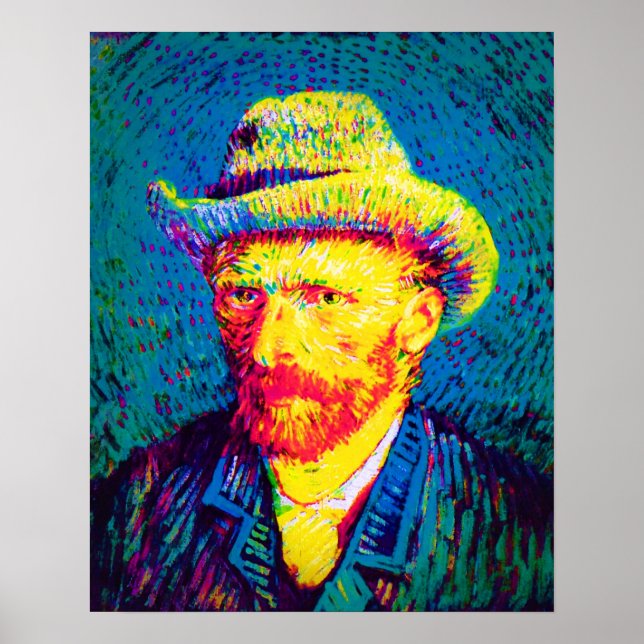 Affiches Vincent Van Gogh - Autoportrait Pop Art avec chape (Devant)
