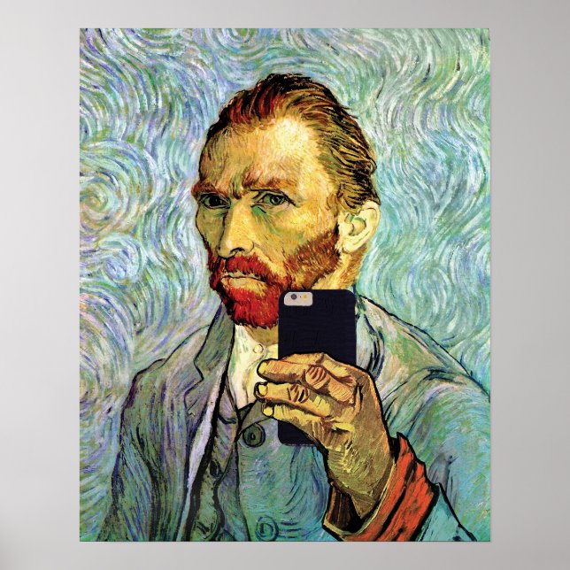 Affiches Vincent Van Gogh Cellphone Selfie Autoportrait (Devant)