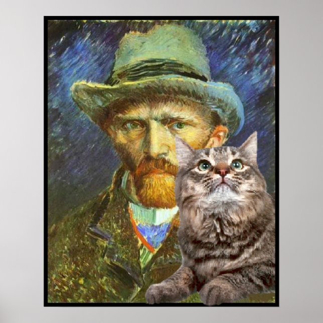 Affiches Vincent van Gogh et son chat (Devant)