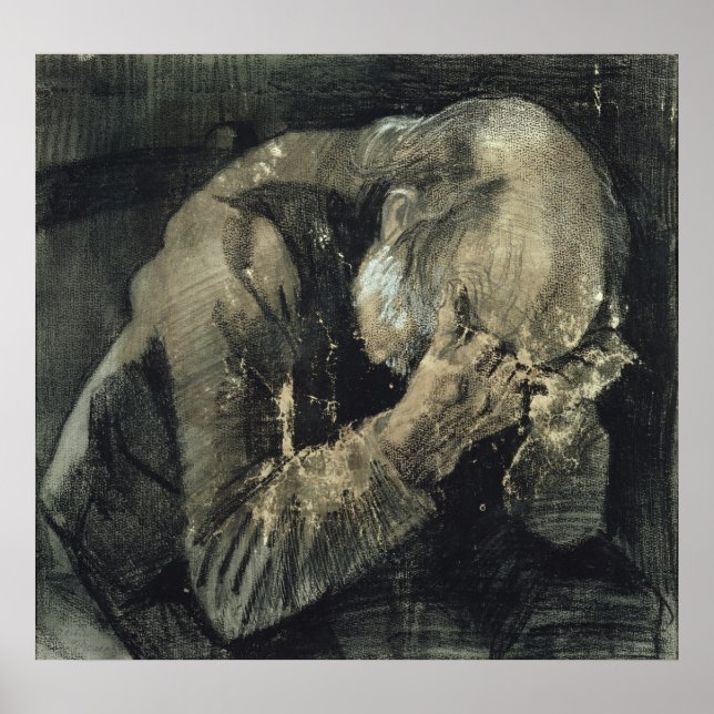 Affiches Vincent van Gogh | Homme avec la tête entre ses ma (Devant)