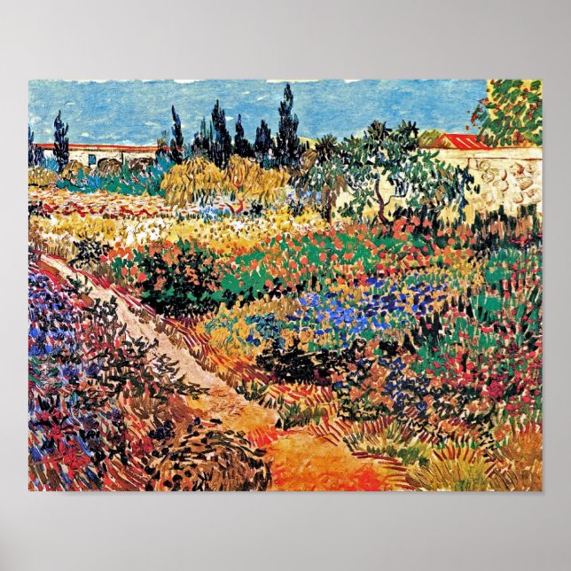 Affiches Vincent Van Gogh - Jardin fleuri avec chemin (Devant)