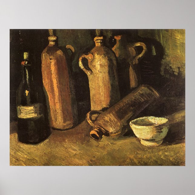 Affiches Vincent van Gogh - Nature morte avec 4 bouteilles  (Devant)