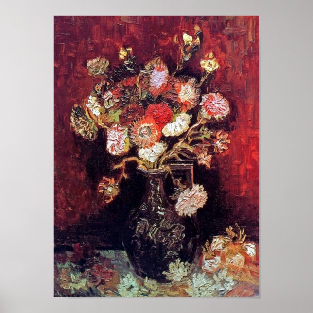 Affiches Vincent Van Gogh - Vase Avec Asters Et Phlox (Devant)