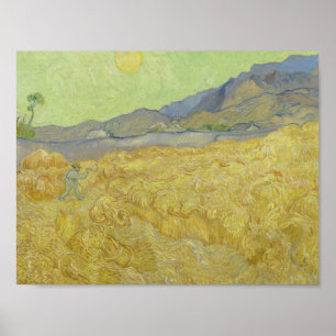 Affiches Vincent van Gogh - Wheatfield avec une Faucheuse