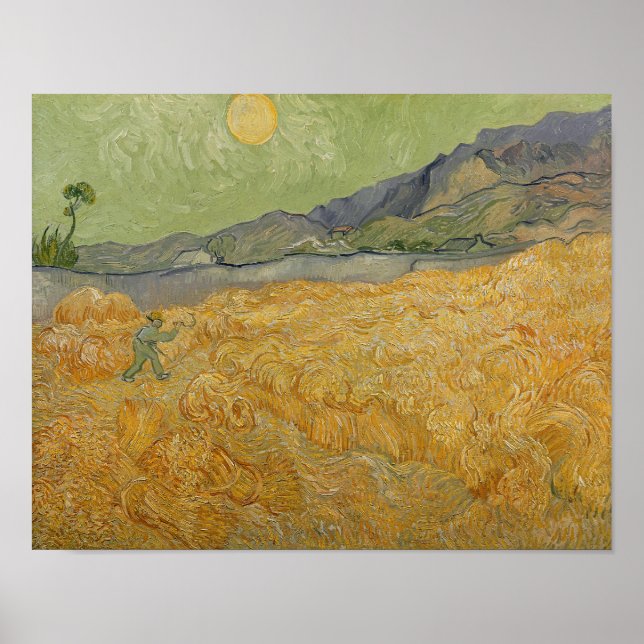 Affiches Vincent van Gogh | Wheatfield with Reaper, 1889 (Devant)