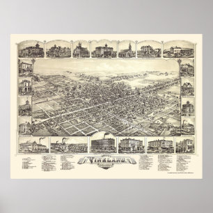Affiches Vineland, carte panoramique de NJ - 1885