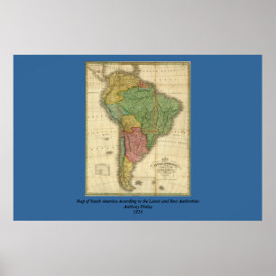 Affiches Vintage 1826 South America Map by Anthony Finley