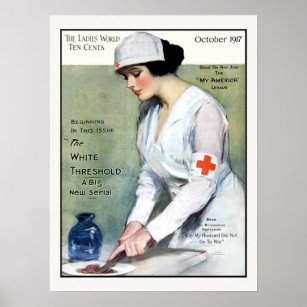 Affiches Vintage 1917 Dames Magazine Croix Rouge Infirmière