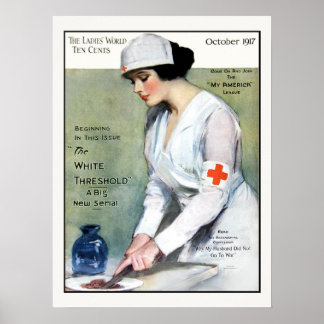 Affiches Vintage 1917 Dames Magazine Croix Rouge Infirmière