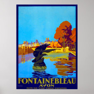 Affiches Vintage 1930 Fontainbleau Avon Français Travel
