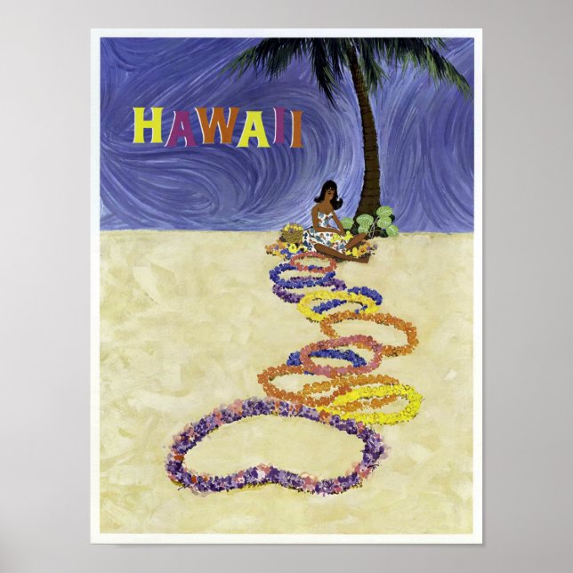 Affiches Vintage Airline Hawaii Travel (Devant)
