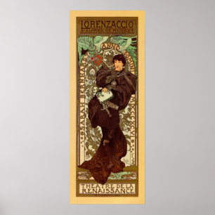 Affiches Vintage Alphonse Mucha Lorenzaccio bannière vertic