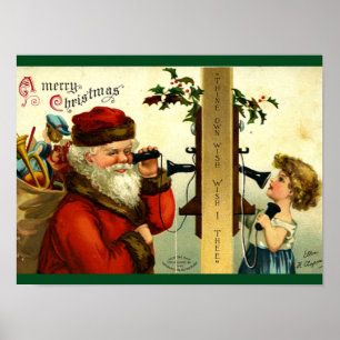 Affiches Vintage - Appel téléphonique Père Noël