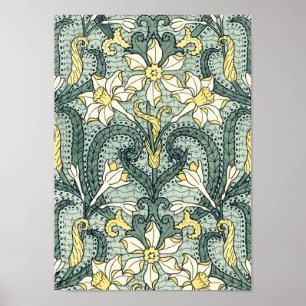Affiches Vintage Art Nouveau Daffodil Narcisse Fleurs