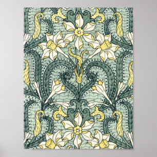 Affiches Vintage Art Nouveau Daffodil Narcisse Fleurs