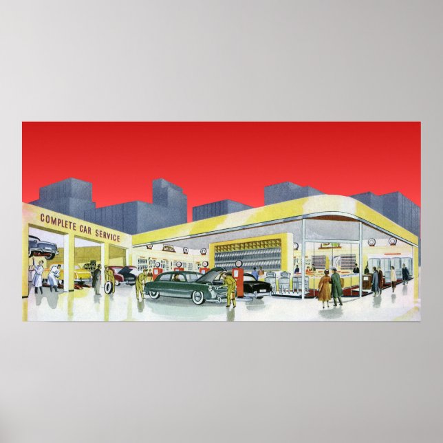 Affiches Vintage Auto Mechanics Complete Car Service Garage (Devant)