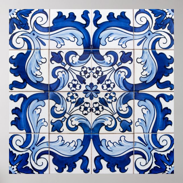 Affiches Vintage Azulejo Tile Pattern (Devant)