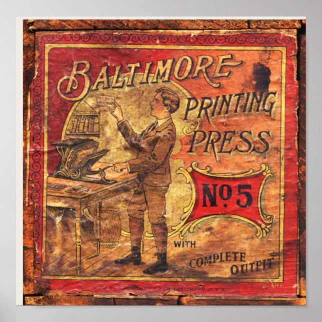 Affiches Vintage Baltimore presse à papier presse (Devant)