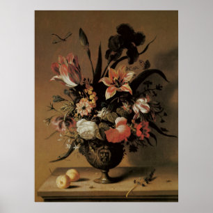 Affiches Vintage baroque, fleurs de vase de style nature mo