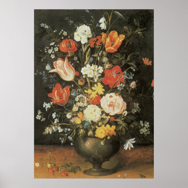 Affiches Vintage Baroque Fleurs de vie morte en métal un va (Devant)