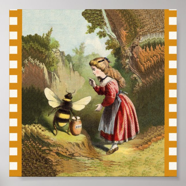 Affiches Vintage Bee Little Girl Honey Pot (Devant)