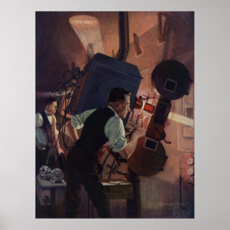 Affiches Vintage Business, Projectionniste de cinéma