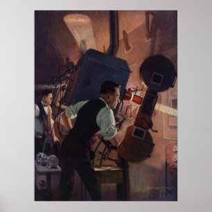 Affiches Vintage Business, Projectionniste de cinéma