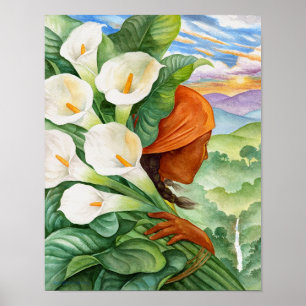 Affiches Vintage Calla Lily Flowers Femme Aquarelle Florale