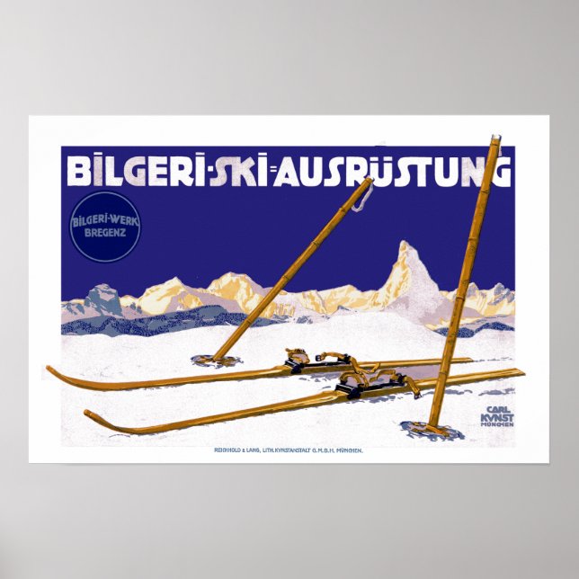 Affiches Vintage Carl Kunst Bilgeri Ski Equipment (Devant)