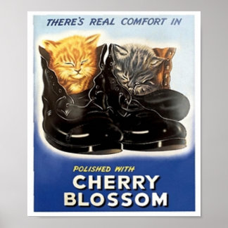 Affiches Vintage cerise en fleurs polonais Ad-Kittens en ch