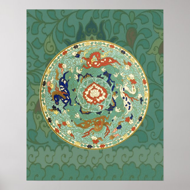 Affiches Vintage China Blue Green Art Design Nature (Devant)