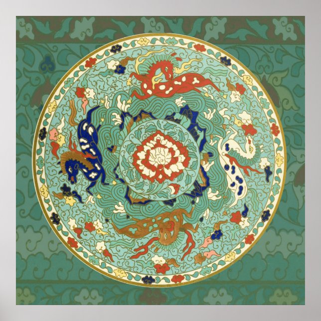 Affiches Vintage China Blue Green Art Design Nature (Devant)